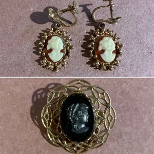 Vintage Cameo Jewelry - Brooch & Clip-Ons